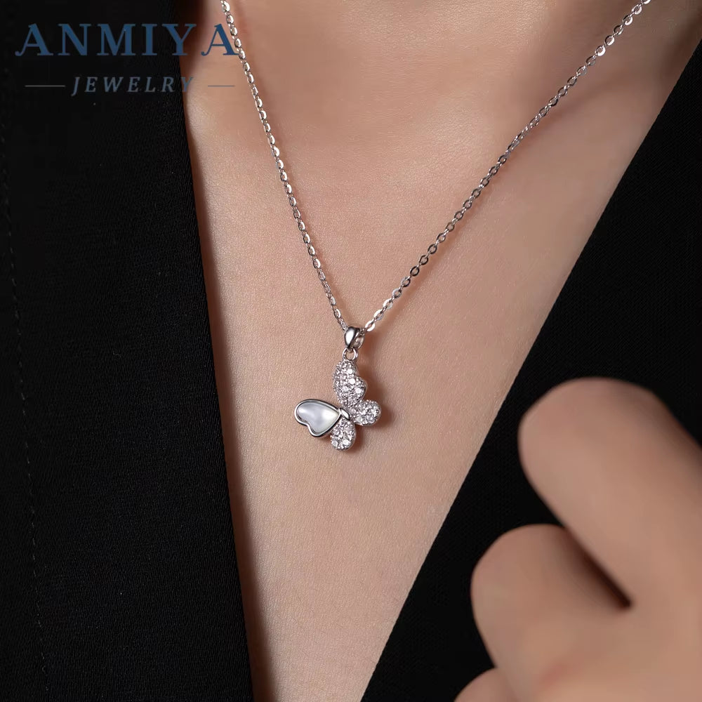 Fashion 925 Sterling Silver Pendant Necklace Gold Plated Butterfly Necklace Link Chain Fashion Jewelry Necklace for Women