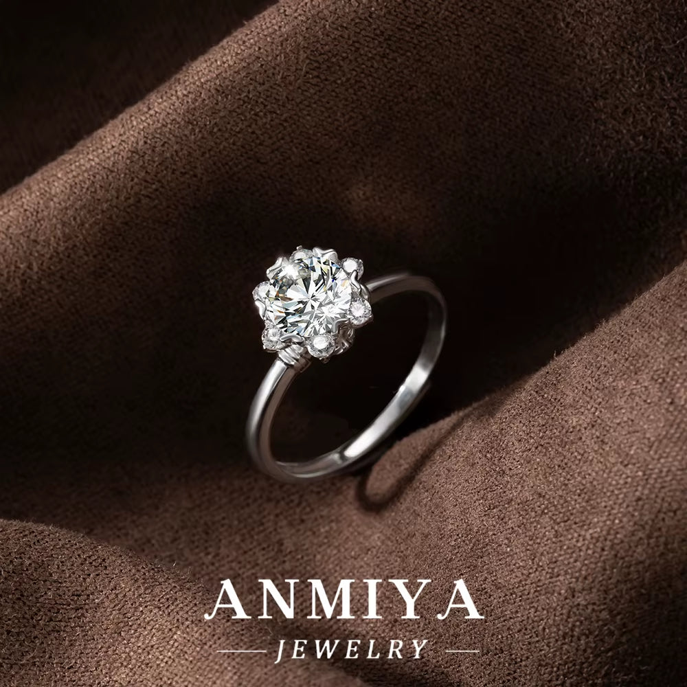 Bohemian Silver Jewelry Collection - 925 Sterling Silver Moissanite Statement Ring with Nature-Inspired Design