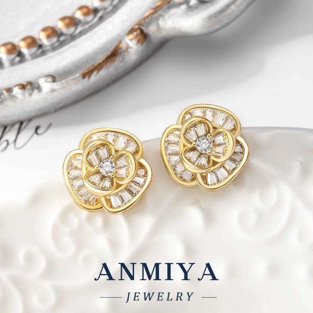 Shiny Silver 925 Set Featuring Cubic Zircon Accents Necklace and Earring Sets Flower Design for Daily Wear