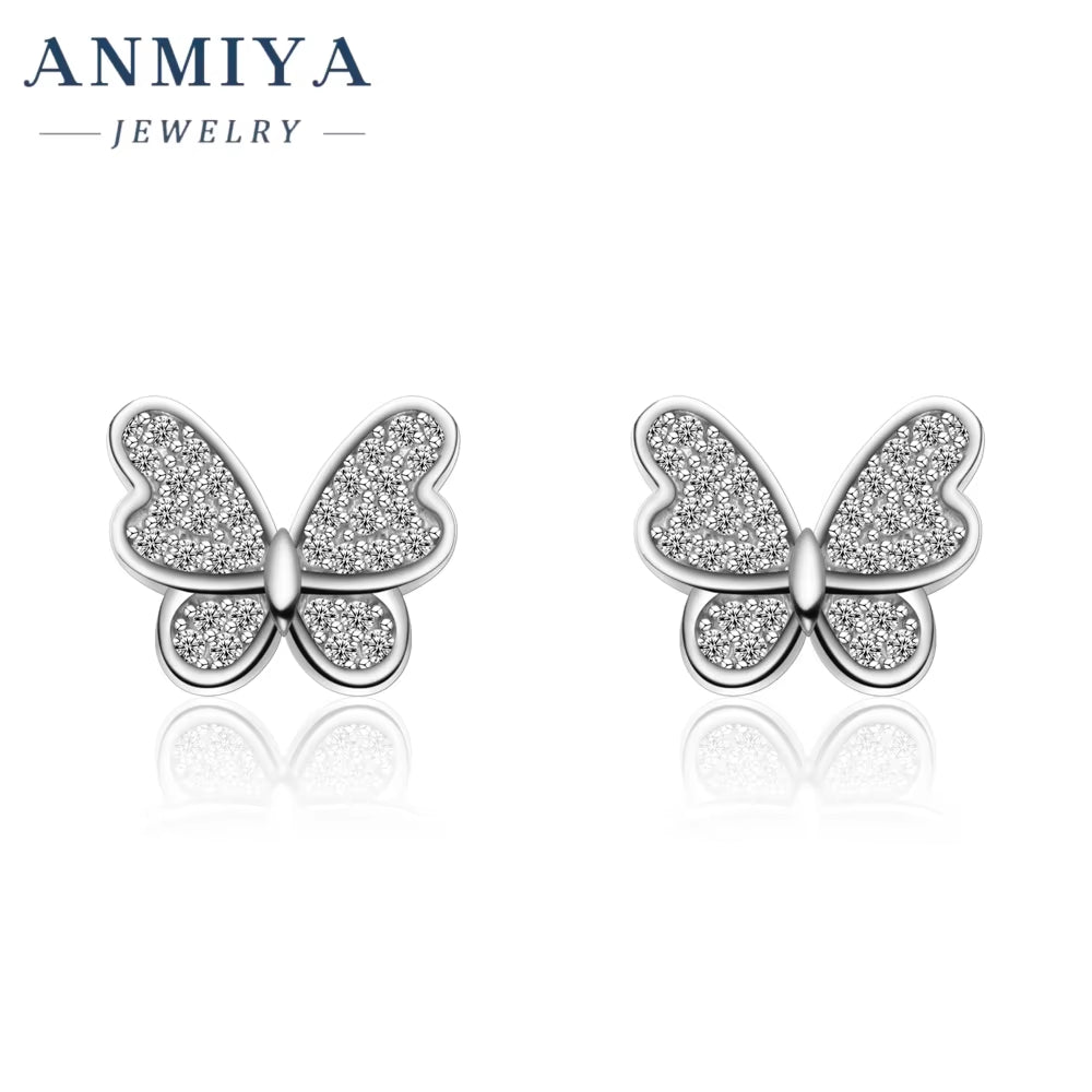 Luxury Jewelry Designer Earrings Silver Plated Women'S Romantic Stud Zircon Butterfly Earring Brand Earrings