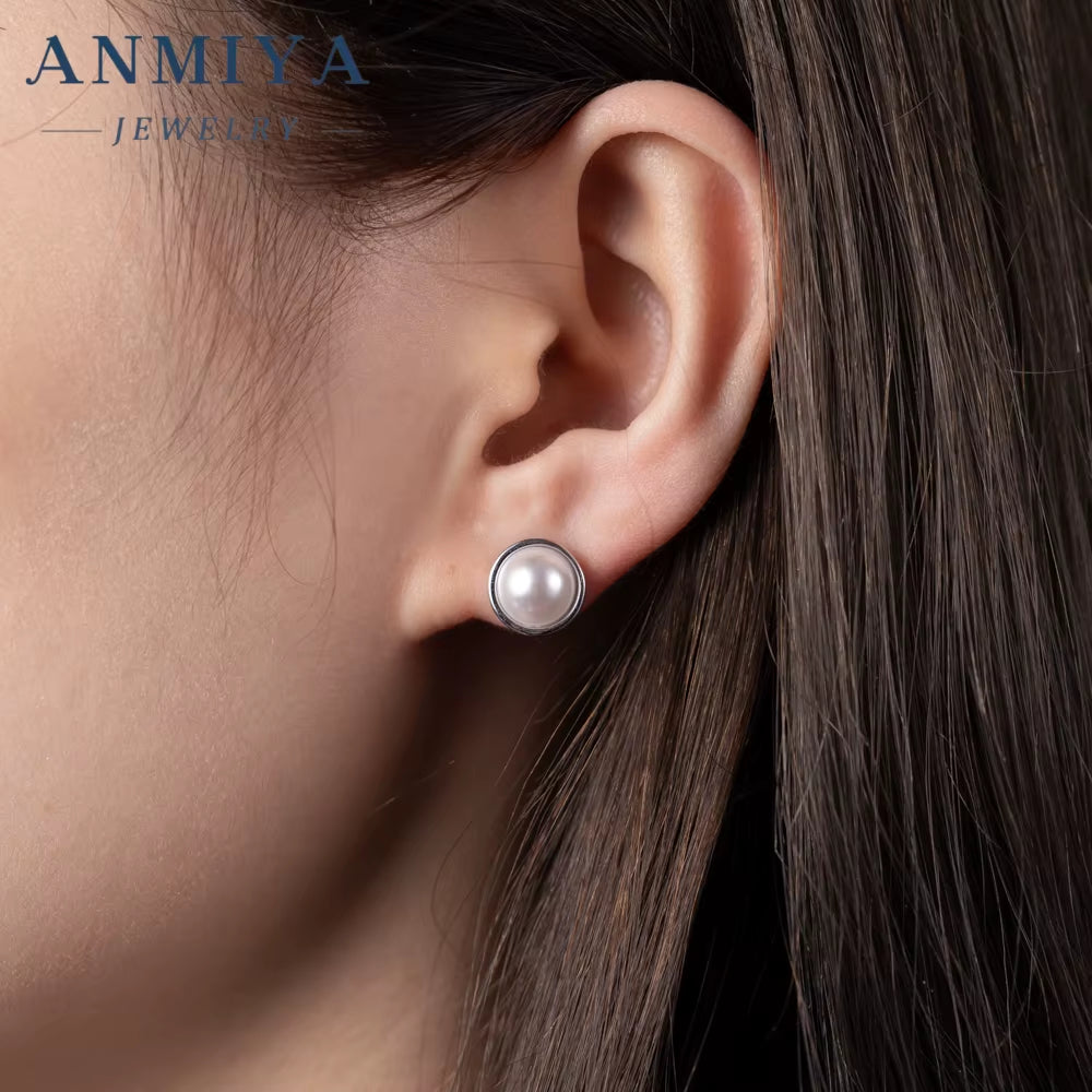 Bridal Vintage 925 Silver Cubic Zirconia Freshwater Pearl Earrings for Women Girls