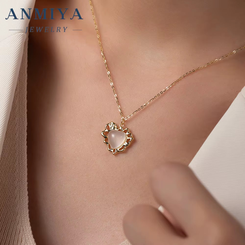 Custom Design Jewellery 925 Sterling Silver Jewelry Heart Cz Pendant Soul Mate Chalcedony Women Necklace