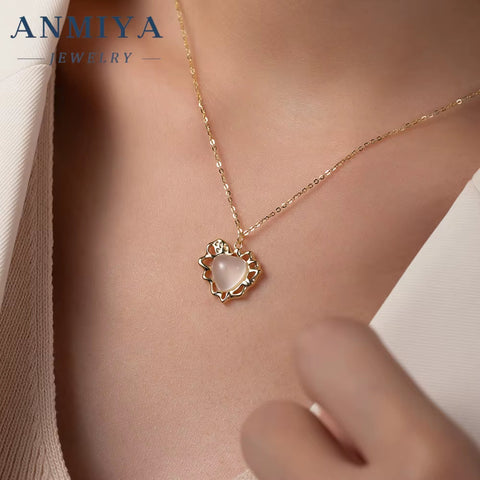 Custom Design Jewellery 925 Sterling Silver Jewelry Heart Cz Pendant Soul Mate Chalcedony Women Necklace