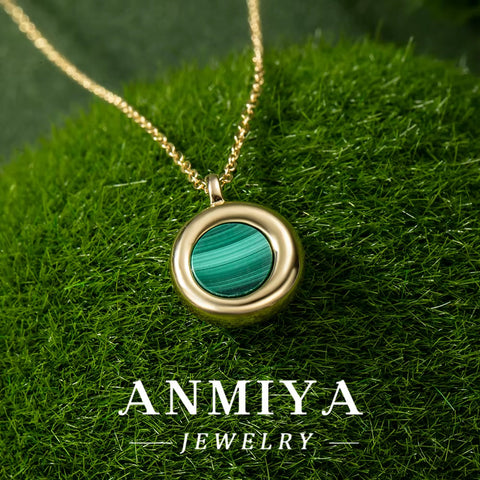 925 Silver Necklace with Genuine Malachite Stone | Handmade Sterling Silver Jewelry for Women | Elegant Green Gemstone Pendant