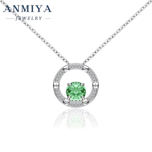 Summer Green round Shape Jewelry Necklace S925 Silver round Brilliant Cut Zircon Fashion Chains Necklaces