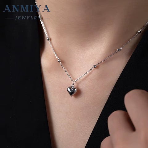 Fashionable Heart Pendant Necklace 925 Sterling Silver Choker with 18K Gold Plated Jewelry Heart Necklace for Women