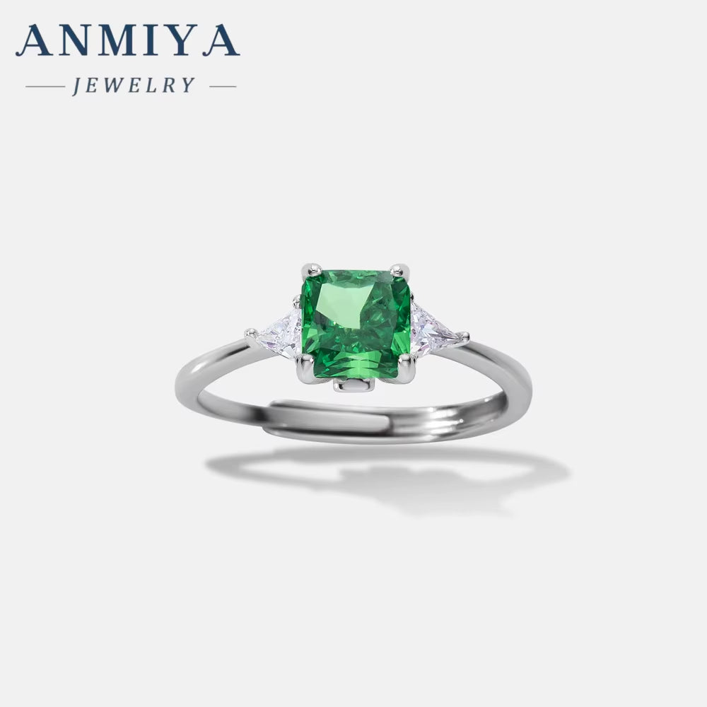 Manufacturer Luxury Beautiful Chunky Zircon 925 Silver Green Pink Blue Colorful Zircon Ring Set for Gift