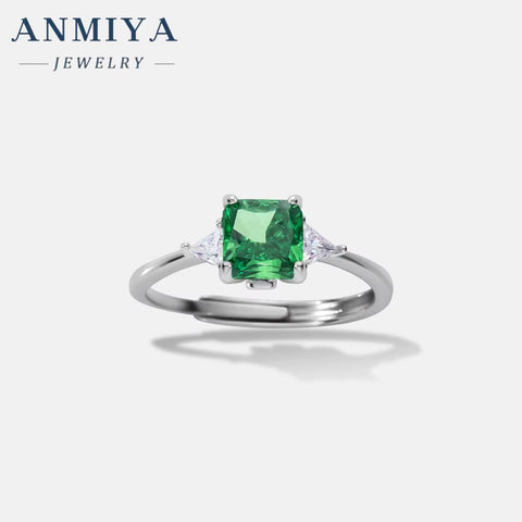 Manufacturer Luxury Beautiful Chunky Zircon 925 Silver Green Pink Blue Colorful Zircon Ring Set for Gift