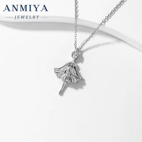 925 Sterling Silver Beautiful Elf Pendant Chain Zircon Angel Little Girl Necklace for Women Fine Jewelry Accessories