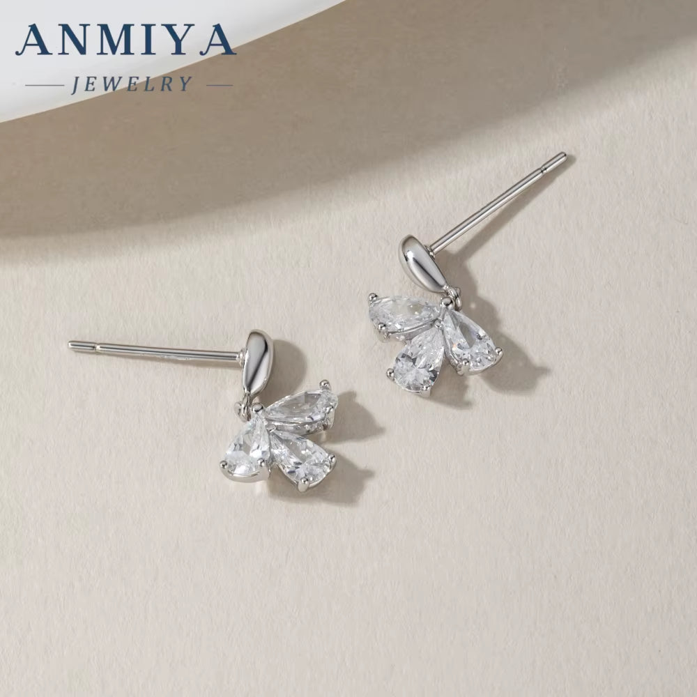 Wholesale Dainty Fashionable Big Zircon Rhinestone 925 Silver Fine New Tide Stud Earrings for Women