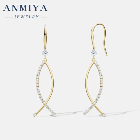 ANMIYA Statement Fashion Hypoallergenic New Tide 925 Sterling Silver Hook Earrings Cross Style Earrings