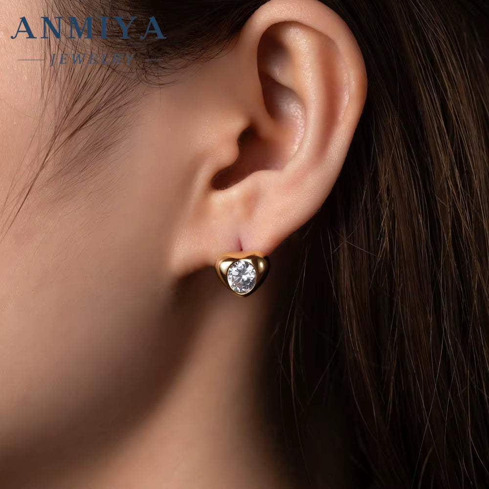 2024 Jewelry Heart Shape Zircon Necklace 925 Silver Jewelry Set for Women 18K Gold Plated Necklace Earring