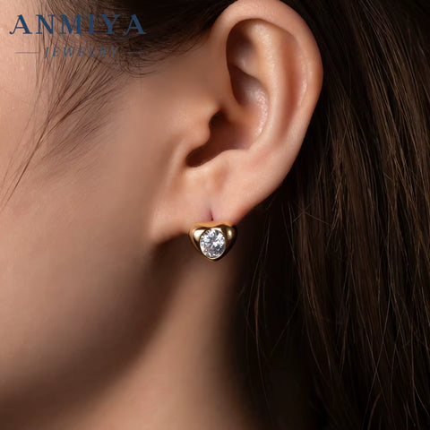 2024 Jewelry Heart Shape Zircon Necklace 925 Silver Jewelry Set for Women 18K Gold Plated Necklace Earring