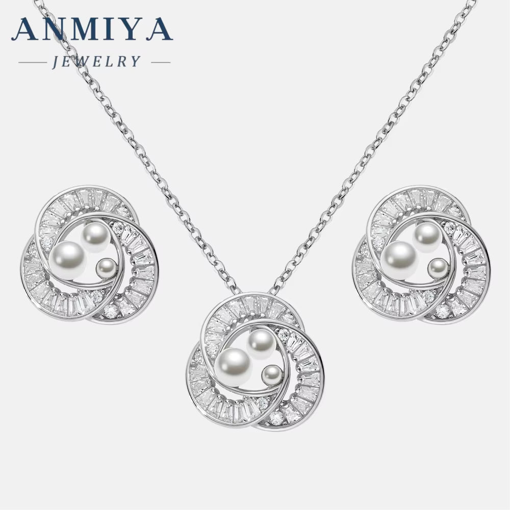 Elegant Wholesale Fine 925 Silver High Quality Freshwater Pearl Rose Flower Shape Earrings Set for Gift Women