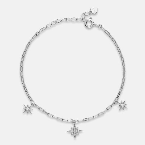 ANMIYA Fashion 925 Sterling Silver Zircon Star Bracelet 18K Gold Plated Star of Bracelet with Zircon Lover