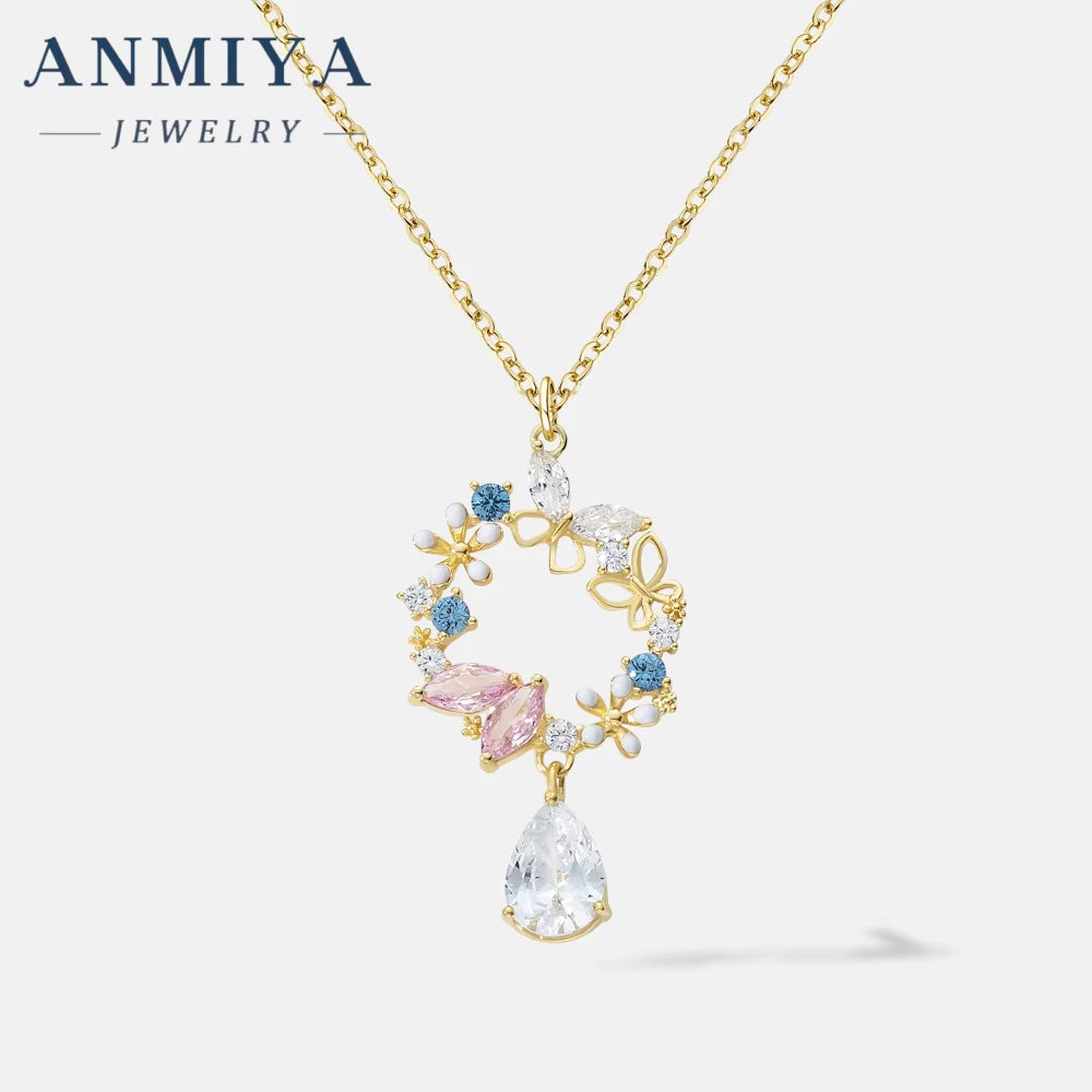 Women Flower Zircon Circle Garland Necklace Female Hot Fashion Temperament Collarbone Chain Necklace Wholesale for Women