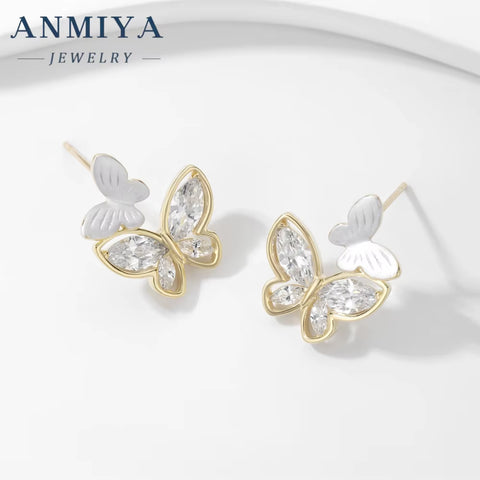 Anniversary Gift 925 Sterling Silver Fashion Jewelry Pendent Necklaces Butterfly Stud Earrings Set Jewelry for Women