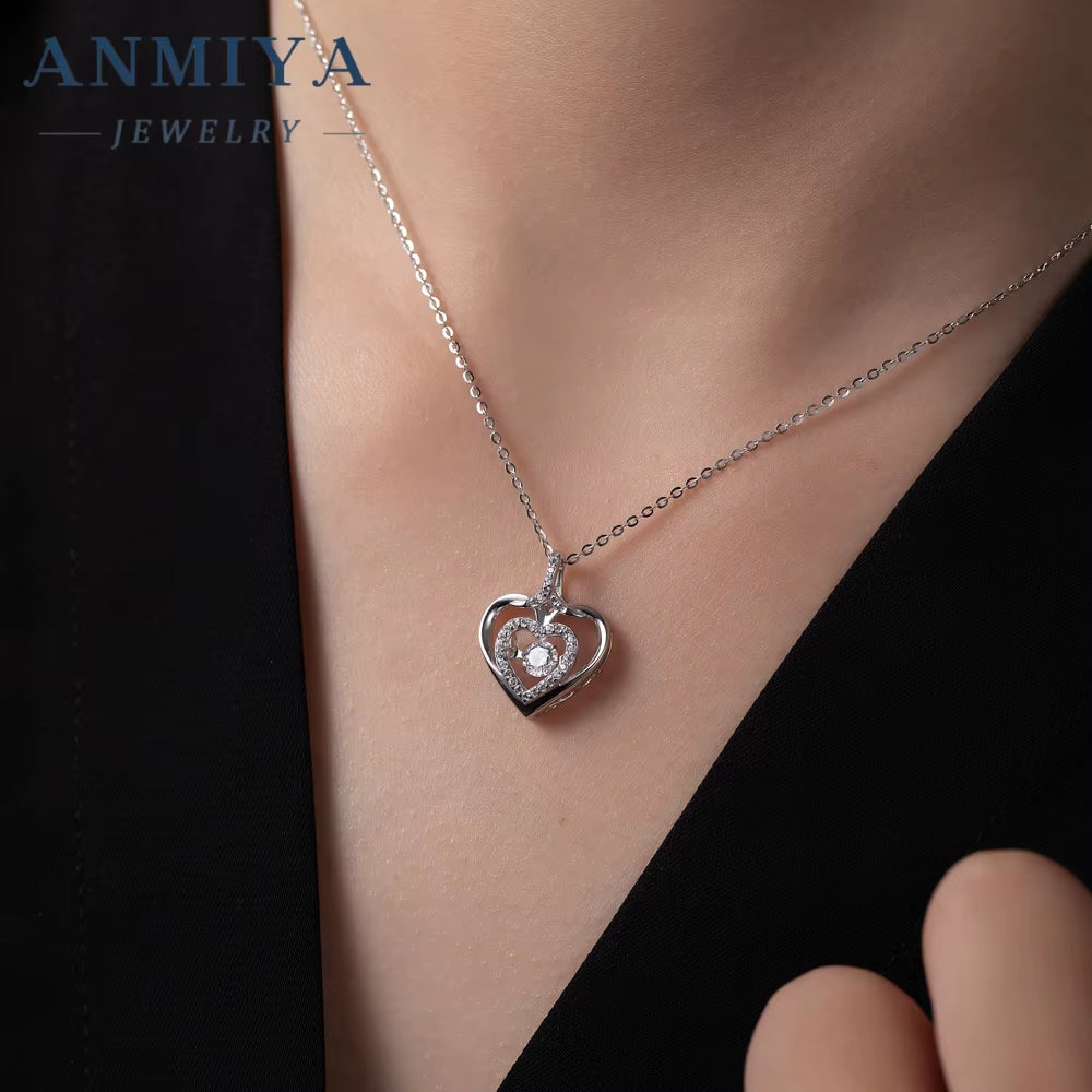 ANMIYA Luxury Dainty Sterling Silver 925 Jewellery Heart Italian Pendant Charm Necklaces Women