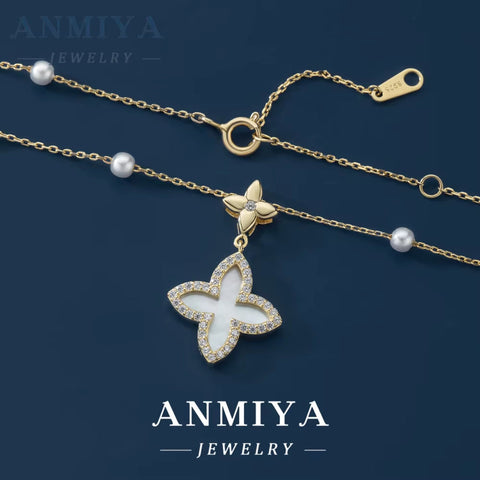 Fashion Jewelry 4 Leaf Clover 18K Real Gold Plated Necklaces for Women Girls Gold Long Necklace Custom Indian Jewelry for Women