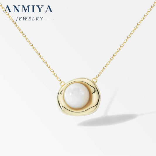 ANMIYA Classic Nature Fresh Water Pearls Beans Shape 925 Silver 18K Gold Designer Minimalist Necklace for Women