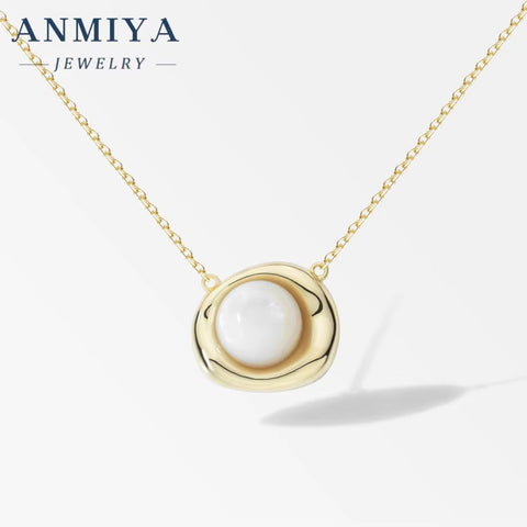 ANMIYA Classic Nature Fresh Water Pearls Beans Shape 925 Silver 18K Gold Designer Minimalist Necklace for Women