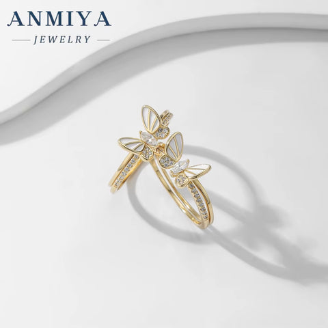 Glaring Anniversary Gift Double Layer Butterfly Removable Rings Beat Gift for Wedding Rings Couple Set