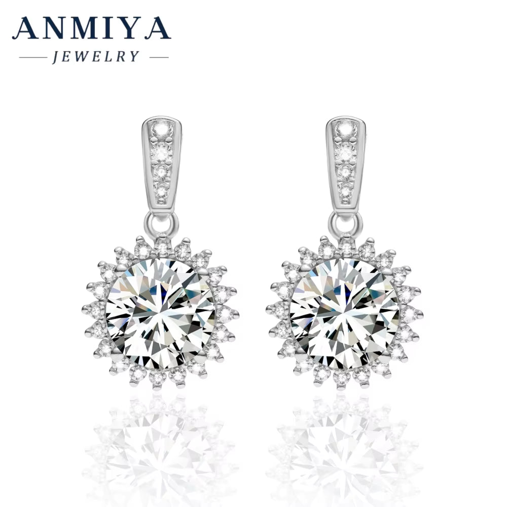 Moissanite 925 Silver Jewelry Set - Matching Earrings and Necklace, Sterling Silver 925 Jewelry with Sparkling Moissanite