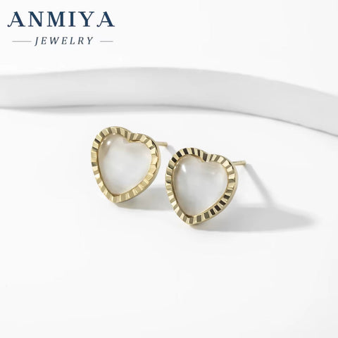 New 925 Sterling Silver Earrings 18K Gold Heart Shape Fresh Water Pearl Pendant Earrings for Women