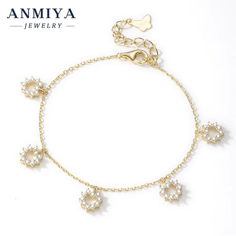 INS Hot Sales Jewelry Fine round Zircon Bracelet Bling Bling 925 Silver Ladies Wedding Link Custom Zircon Bracelet