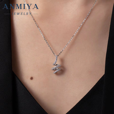 ANMIYA Minimalist Surround Rose Gold Plated Necklace Sterling Silver Fashion Jewelry Girls Necklaces