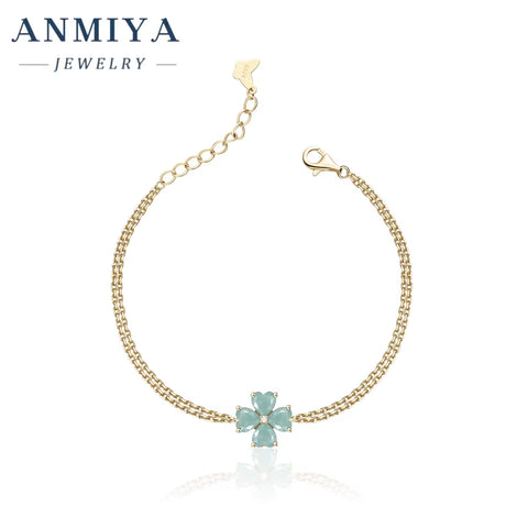 New Sales S925 Sterling Silver Four Flower Clover Bracelet for Women Green Luxury Hand Jewelry