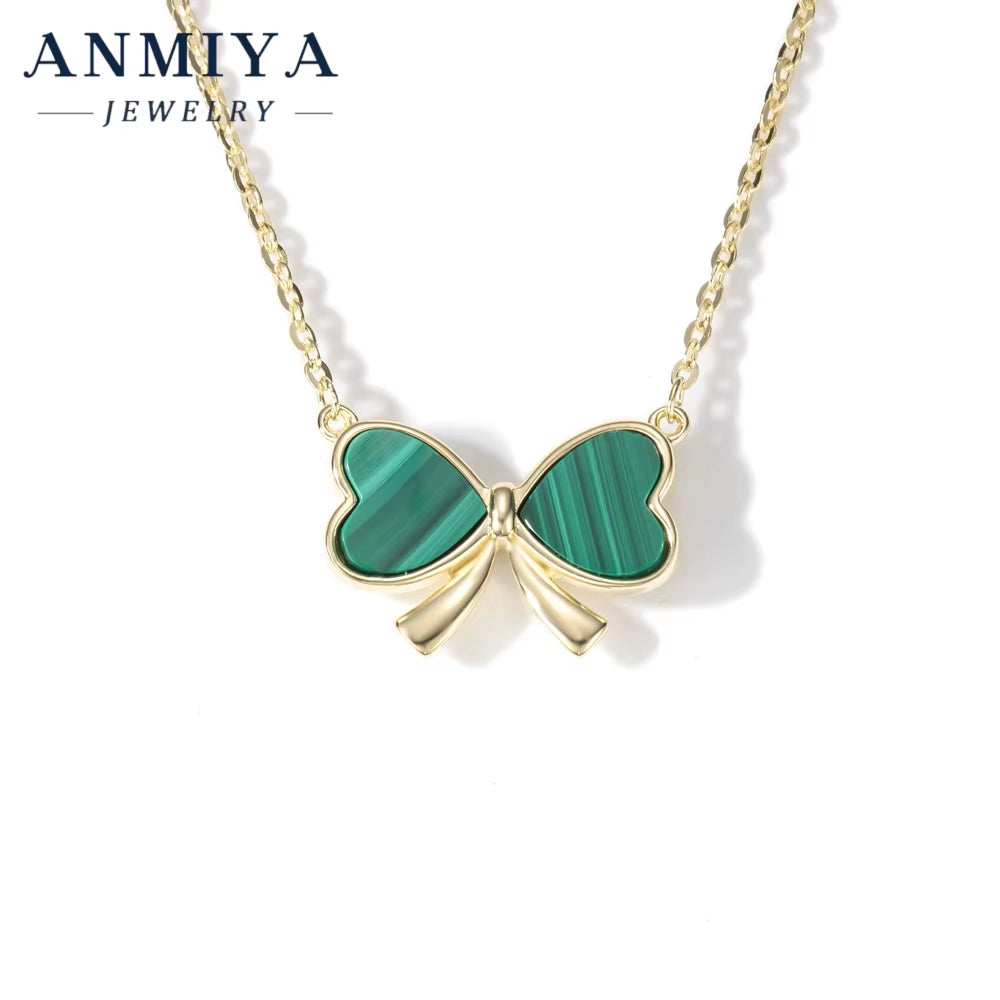 Exquisite Malachite Pendant Necklace in 925 Silver | Trendy Sterling Silver Jewelry for Women | Green Stone Silver Chain