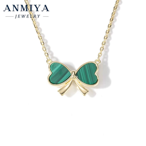 Exquisite Malachite Pendant Necklace in 925 Silver | Trendy Sterling Silver Jewelry for Women | Green Stone Silver Chain