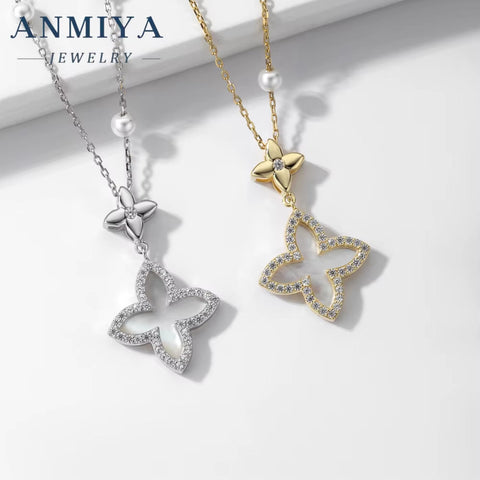 Fashion Jewelry 4 Leaf Clover 18K Real Gold Plated Necklaces for Women Girls Gold Long Necklace Custom Indian Jewelry for Women
