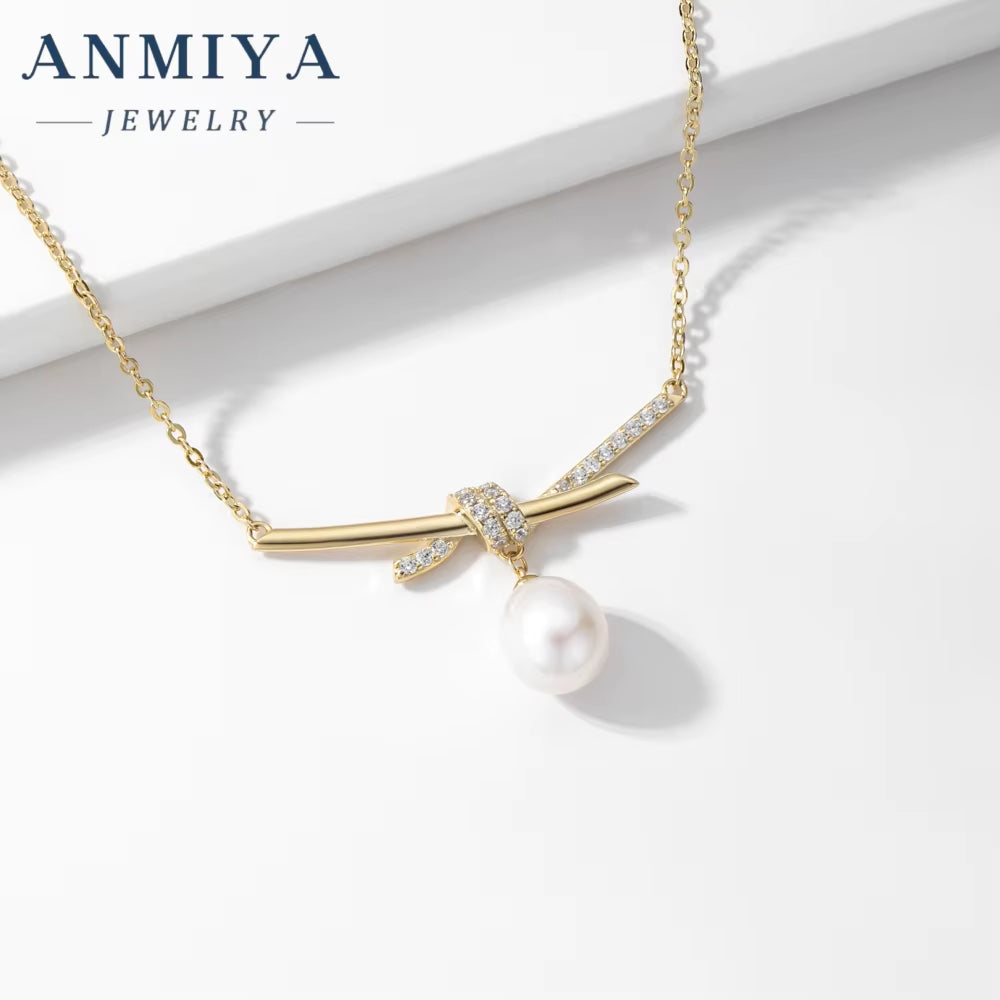 18K Solid Gold Baroque Pearl Necklace Single Pearl Collarbone Jewelry with 925 Sterling Silver Luxury Gold Pearl Necklace