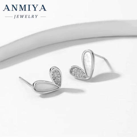 Womens Jewelry Earrings Engagement Wedding Bridal Brilliant Shining Zircon Diamond Silver Luxury Heart Stud Earrings