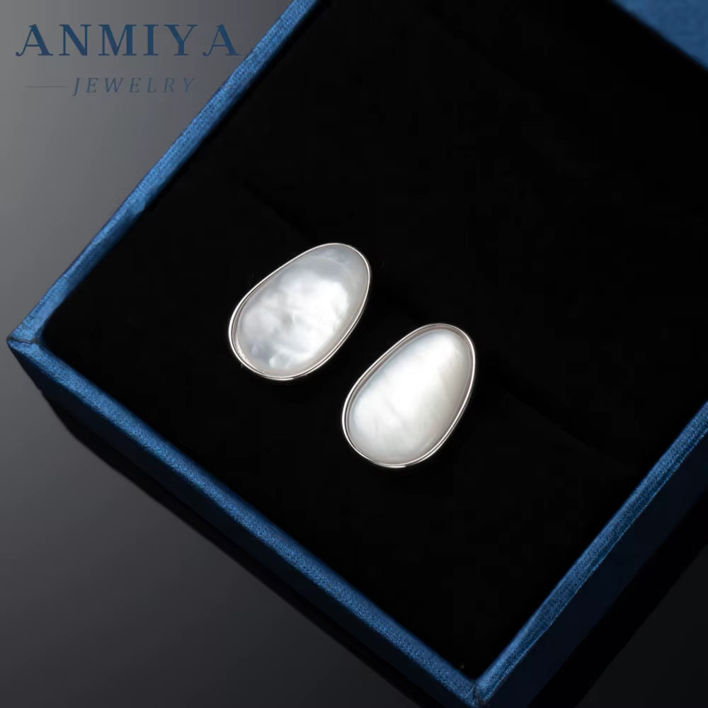 S925 Sterling Silver Korean Style White Shell Earrings Luxury Fashion Jewelry Wholesale Earrings