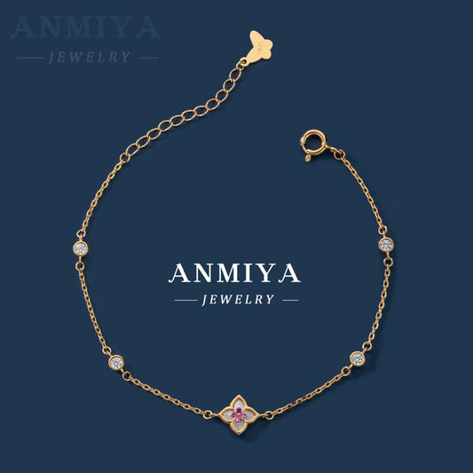 Simple Four Leaf Clover Pendant Four-Petal Flower Bracelet 925 Silver Fashion Accessories Bracelet Women