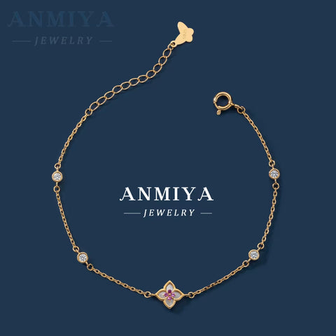 Simple Four Leaf Clover Pendant Four-Petal Flower Bracelet 925 Silver Fashion Accessories Bracelet Women