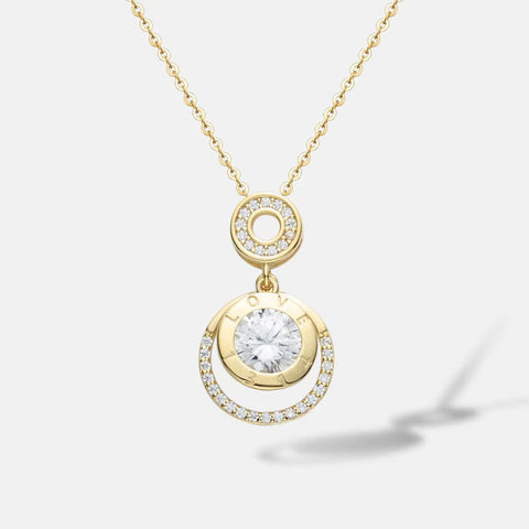 Fashion 925 Sterling Silver 18K Gold Plated Jewelry Chain round Brand Cubic Zirconia Pendant Necklace