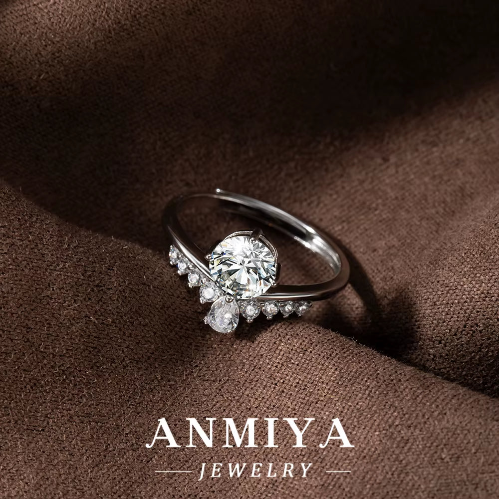 Retro Silver Jewelry Line - 925 Sterling Silver Vintage Moissanite Gemstone Ring for 1920S Theme Parties