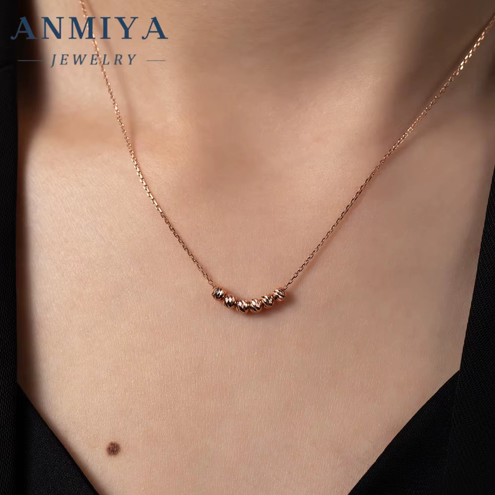ANMIYA Rose Gold Plated 925 Silver Temperament Fine Jewelry Collarbone Bead Necklace for Women