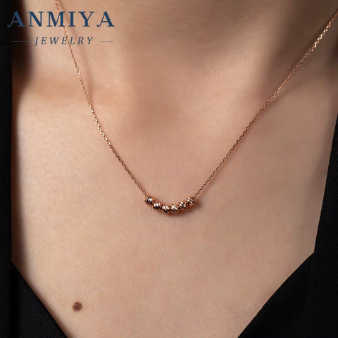 ANMIYA Rose Gold Plated 925 Silver Temperament Fine Jewelry Collarbone Bead Necklace for Women