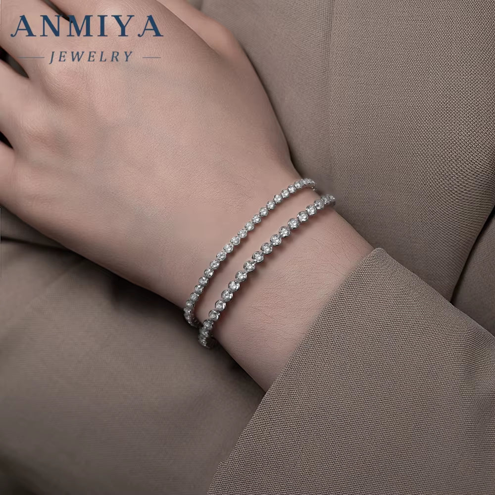 Evening Silver Jewelry Crystal Clover Bracelet, 925 Sterling Glamorous Jewelry for Cocktail Parties