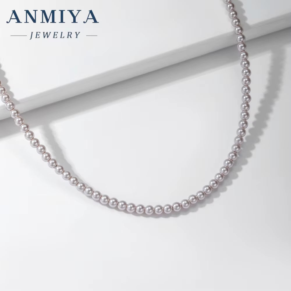 ANMIYA Elegant Minimalist Natural Freshwater Pearl Necklace Pearl Beaded Choker Necklaces for Women Pearl Jewelry