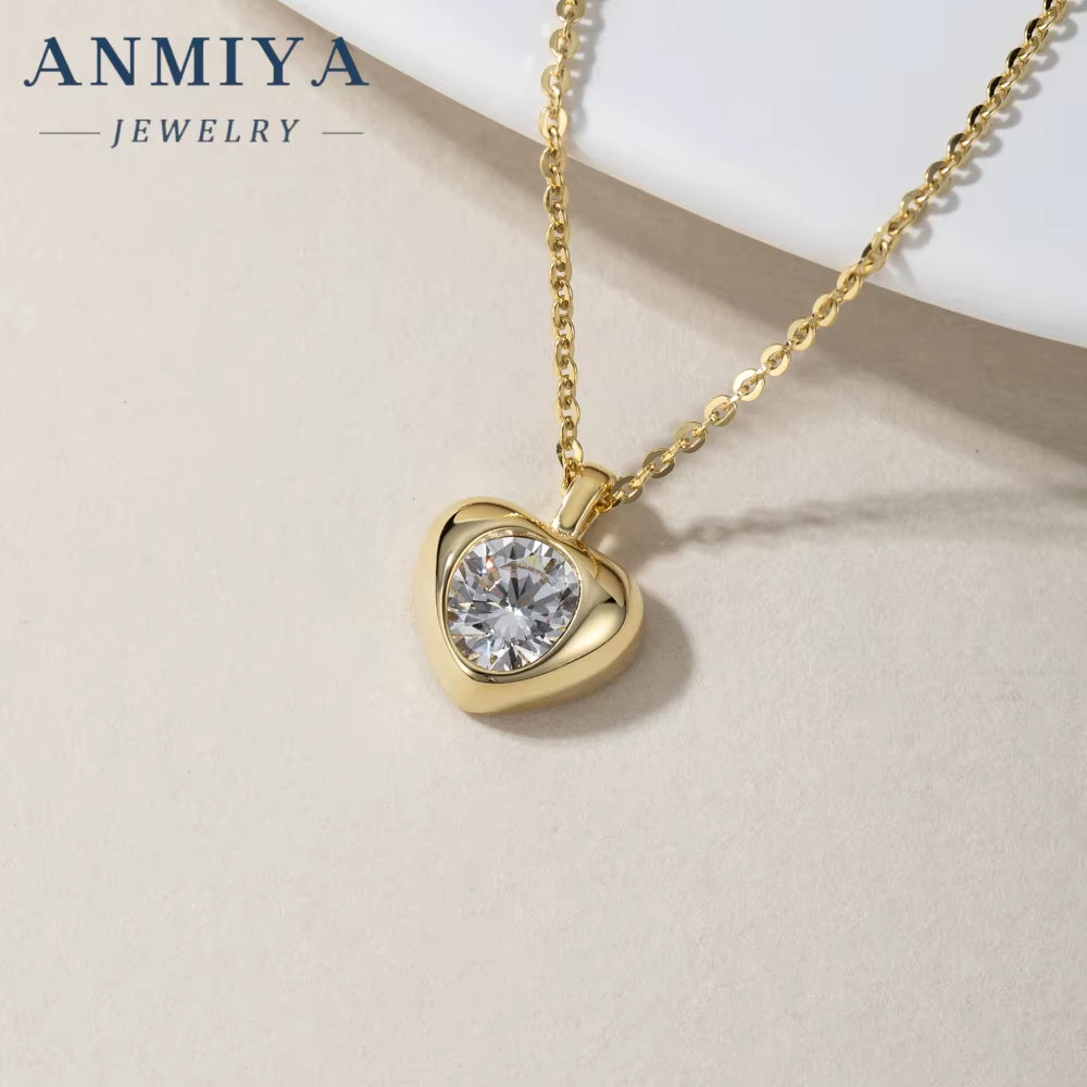 2024 Jewelry Heart Shape Zircon Necklace 925 Silver Jewelry Set for Women 18K Gold Plated Necklace Earring