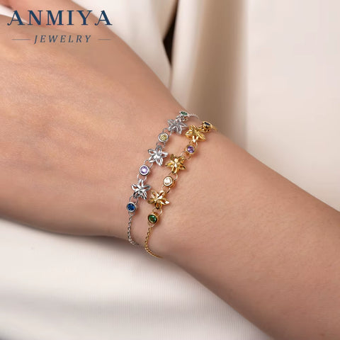 Summer Wholesale Women Bracelet Colorful Daisy Flower 925 Silver 14K Jewelry Waterproof Simple Dainty Bracelet