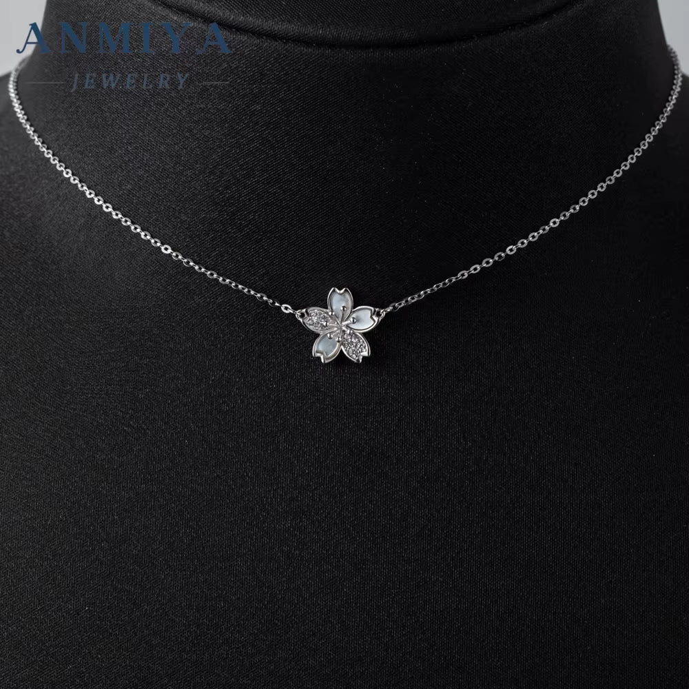 Fine Jewelry Necklaces Zircon Flower Necklace 925 Sterling Silver Sterling Fashion Jewelry Pendent Necklaces