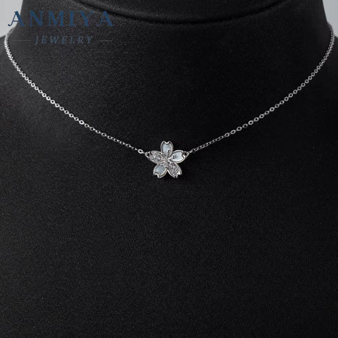 Fine Jewelry Necklaces Zircon Flower Necklace 925 Sterling Silver Sterling Fashion Jewelry Pendent Necklaces