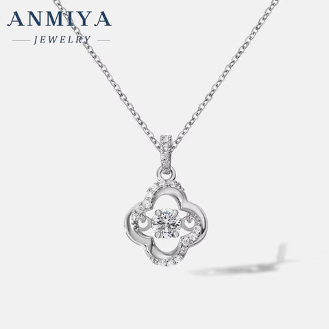 925 Sterling Silver 18K Gold Plated Cubic Zirconia CZ Pearl Four-Leaf Clover Hollow Out Necklace for Women Fashion Jewelry